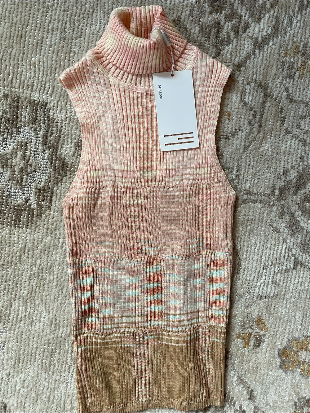 Missoni Peach and Cream Sleeveless Turtleneck Knit